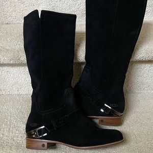 UGG WOMENS KNEE HIGH BOOT BARN/BLACK/SUEDE-LEATHER/INSIDE ZIPPER/ SIZE 9 /NWOT
